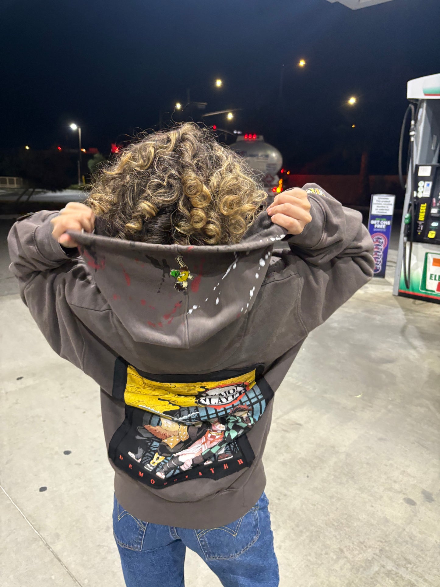 Rework/Upycled 1 of 1 DemonSlayer Anime Crossover Patchwork/Zip-Up Hoodie (Sold)