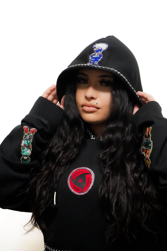 Reworked/Upcycled 1 of 1 Anime Patchwork  Crossover Hoodie (Sold)